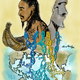 Artwork depicting a Polynesian individual with genetic roots tracing back to diverse regions across the Pacific and the Americas, representing a mixed origin of the population.